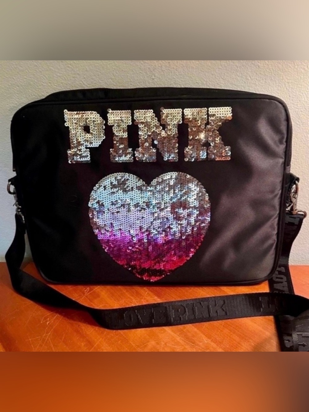 PINK Victoria’s Secret Bling IPad/ Laptop 13’ Crossbody Bag NWOT